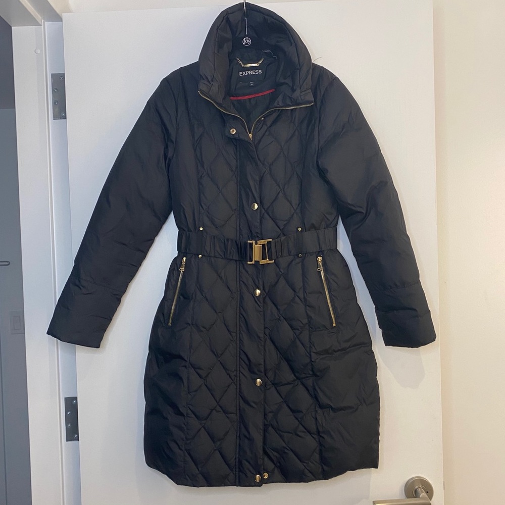 Long Belted Puffer Coat
